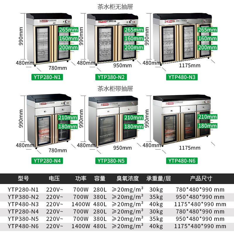 圣托(Shentop)大理石台面消毒柜商用立式 双门大容量食具配餐柜 酒店饭店备餐茶水柜 YTP380-N5
