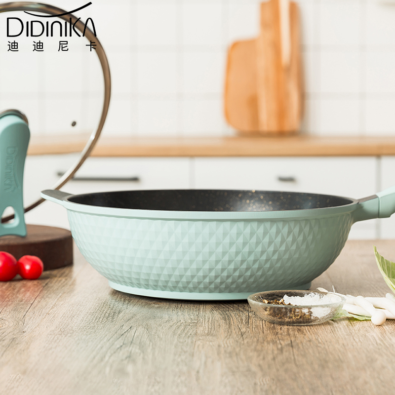 迪迪尼卡(Didinika)炒锅32cm钻石系列麦饭石无油烟不粘炒菜锅可立盖燃气电磁炉通用