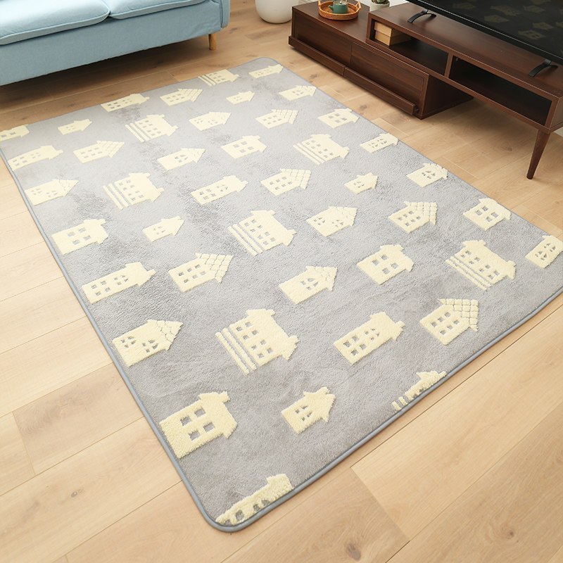 美帮汇提花毛绒地毯客厅卧室毛毯地垫简约北欧茶几毯子家用房间满铺可睡 灰房子（立体提花） 200*300cm