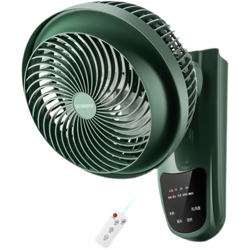 墙墙壁挂电风扇台扇台式扇循环扇挂扇免打孔家用壁扇壁挂式绿机械款拉