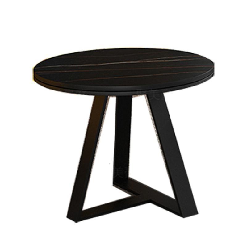 森美人岩板茶几北式茶几桌简约现代客厅家用圆形大理石边几角几茶台 岩板劳伦黑金黑脚直径40高55整装