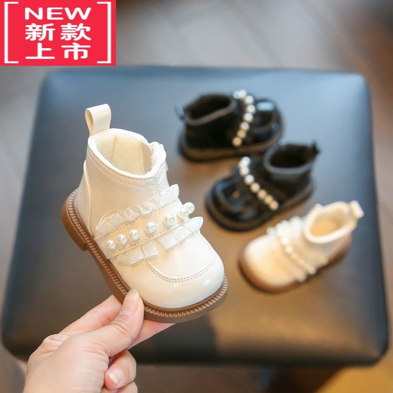 可莉允女宝宝鞋子加绒小皮鞋棉鞋短靴婴儿学步鞋女童靴子软底公主鞋冬季图片