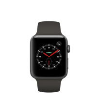 苹果/Apple Watch Series 3 智能手表 42毫米(GPS款 深空灰色铝金属表壳 黑色运动型表带 3代手表 接打电话,收发短信,登陆微信,久坐提醒,心率检测