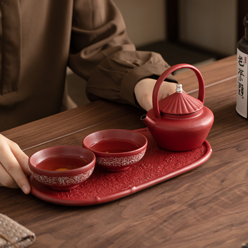 苏氏陶瓷(SUSHI CERAMICS)国潮走进故宫宫墙红提梁壶功夫茶具套组