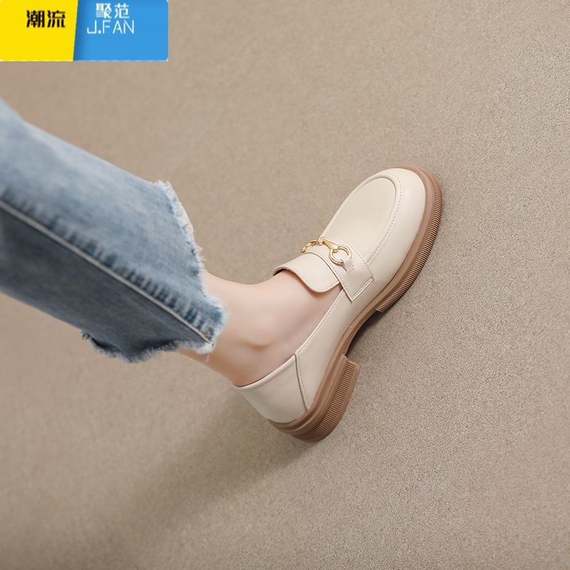 聚范配裙子小皮鞋女2024新款乐福鞋平底大码女鞋41一43单鞋高清大图