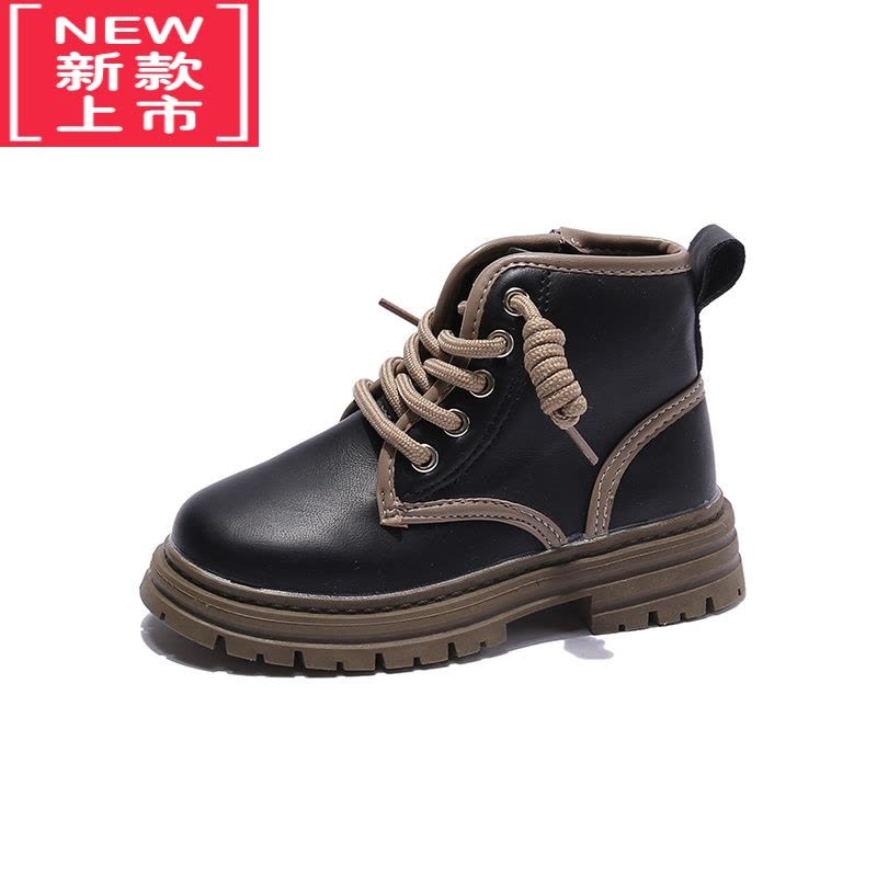 可莉允女童马丁靴加绒2022秋冬新款英伦风小短靴中大童靴子儿童皮鞋图片