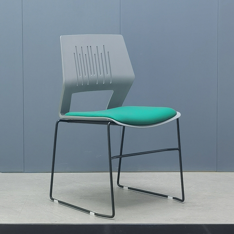 臻远 ZY-7493 简约培训椅办公会议椅电脑椅靠背椅 灰背绿垫高清大图