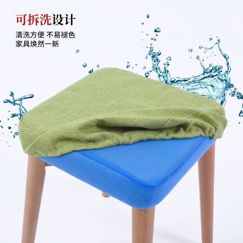 仿实木凳子餐桌凳时尚方凳创意小板凳简约家用餐凳现代化妆凳木凳 仿胡桃+元素 金属支架图片