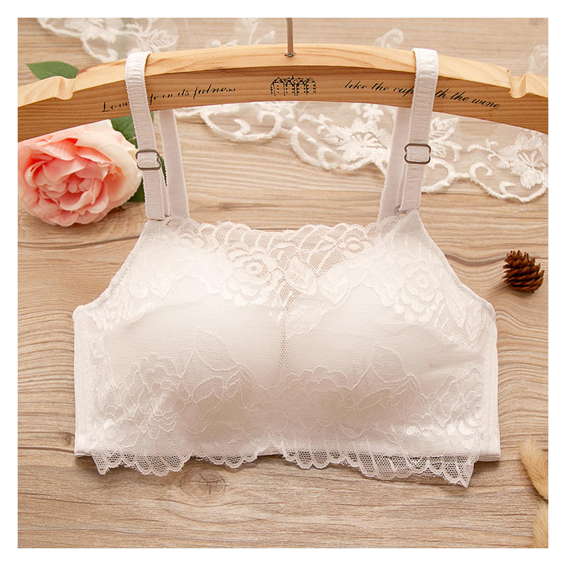 少女抹胸式文胸防走光蕾丝薄款学生胸罩聚拢高中生初中无钢圈内衣抹胸