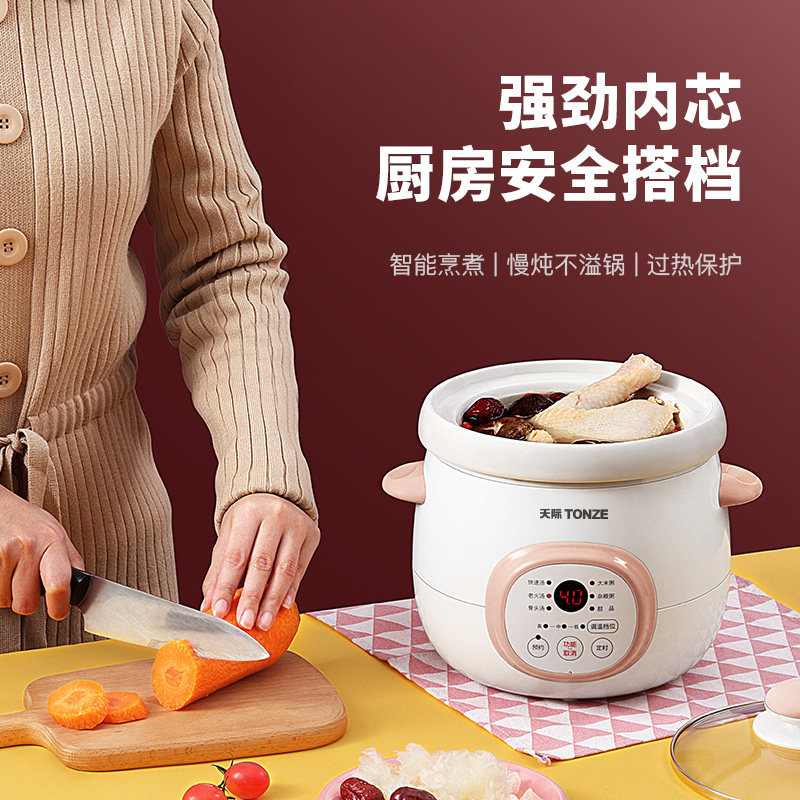 天际电炖炖锅陶瓷煲汤家用迷你宝宝炖锅bb煲煮粥神器熬煲汤锅养生锅燕窝银耳mini2-3人 DGD15-15DD