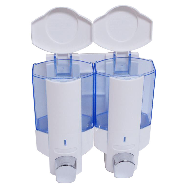 瑞沃(SVAVO)手动皂液器350ml 免打孔洗手液盒 壁挂沐浴露盒 V6102铬色 双格350ml*2单位:个高清大图