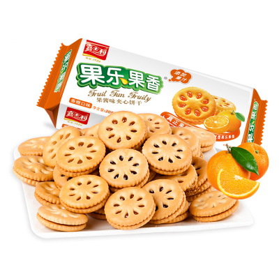 嘉士利 果乐果香 205g (香橙味) 果酱味夹心饼干 休闲零食