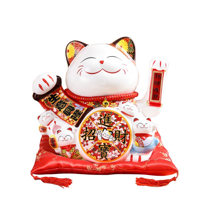 猫摆件开业大号电动摇手陶瓷发财猫店铺开业送礼进宝摆件 三维工匠 24厘米高摇手款八方来财-22猫高清大图