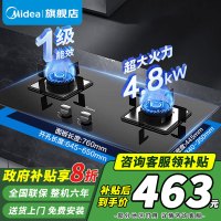 美的(Midea)台式嵌入式燃气灶双灶大火力灶具家用4.8kw猛火灶灶台双眼炉具煤气灶台嵌两用Q217B 天然气