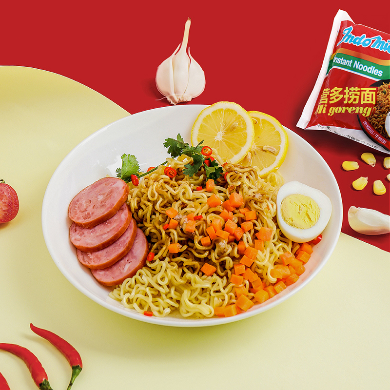 印尼进口Indomie/营多原味捞面85g*5袋早餐面进口方便面拌面炒面