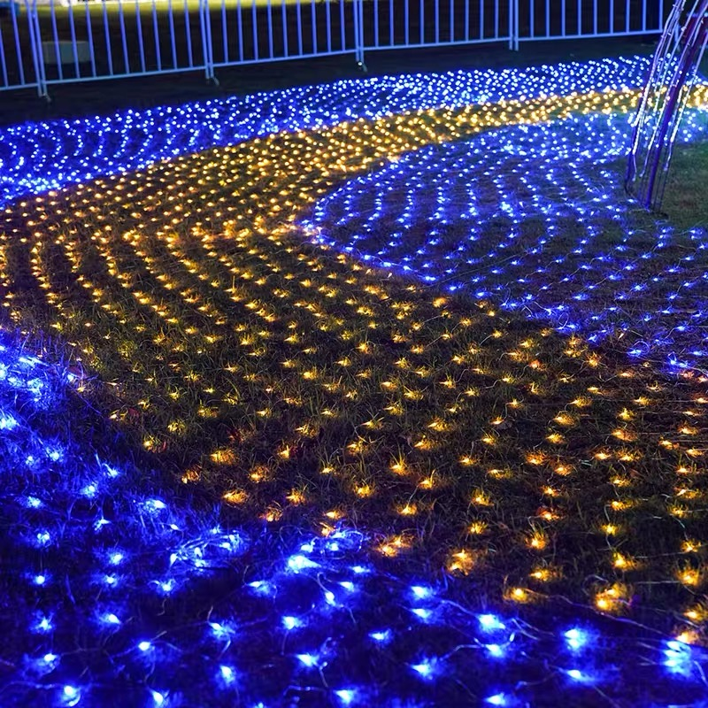 led渔网灯彩灯闪灯串灯满天星网状灯低压网灯 3*2[太阳能+遥控工程款]-豪华版1200毫安 暖白光 单位:个