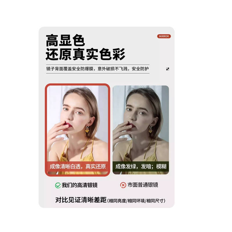 五福星 轻奢高级铝框穿衣镜壁挂式贴墙镜子落地全身镜 白色铝框 150*40cm高清大图
