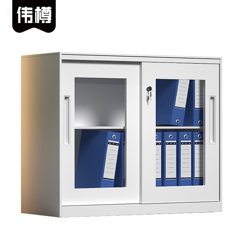 伟樽铁皮矮柜白色玻璃移门900*400*760mm台高清大图