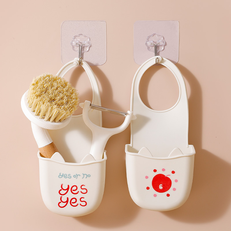 厨房用品沥水挂袋水池龙头海绵百洁布置物架吸盘壁挂收纳挂篮免打孔高清大图