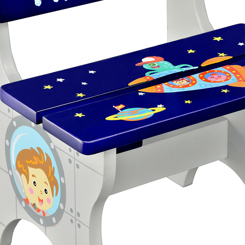 Teamson 木制小椅子换鞋凳靠背椅创意卡通星球冒险趣系列