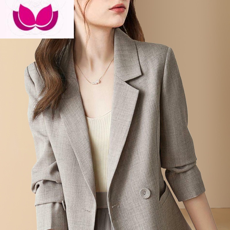 七斓西装外套网纱半身裙套装女装2023新款春季高级感职业棉麻业麻高清大图