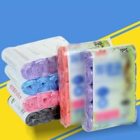 生活日用清洁用品5卷装彩色中大号加厚垃圾袋一次性家用点断式厨房收纳塑料袋简约现代