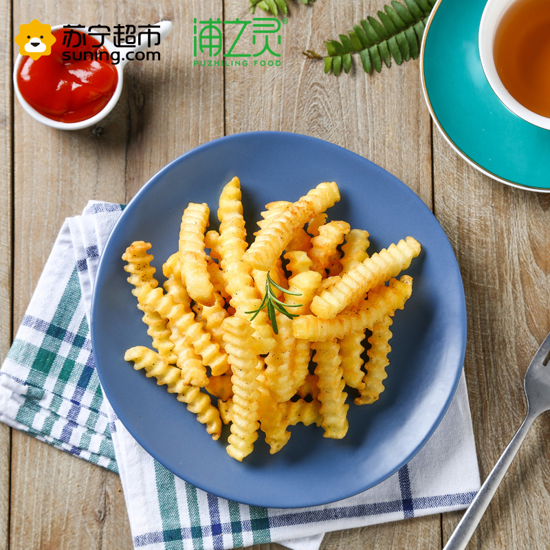 浦之灵 冷冻蔬菜 美式扭扭薯条 波浪薯条300g 袋装 曲薯