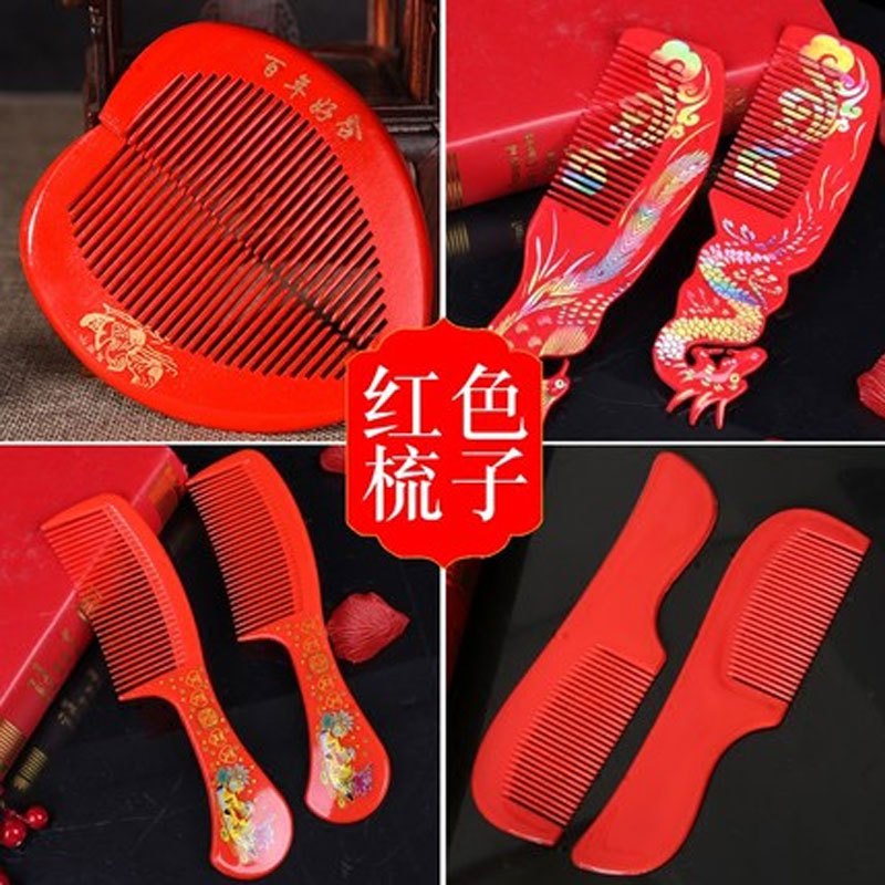 简约现代结婚新婚婚庆用品结婚镜子新娘化妆镜子红色梳妆台式镜子新人陪嫁