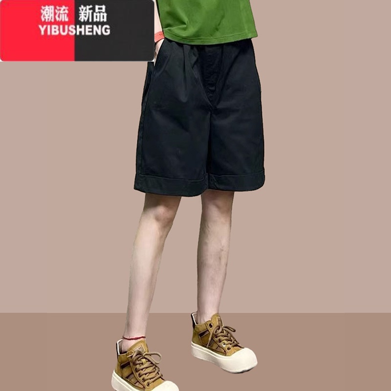 YIBUSHENG短裤女2024年季新款韩版薄款松紧腰休闲裤简约百搭时尚五分裤2高清大图
