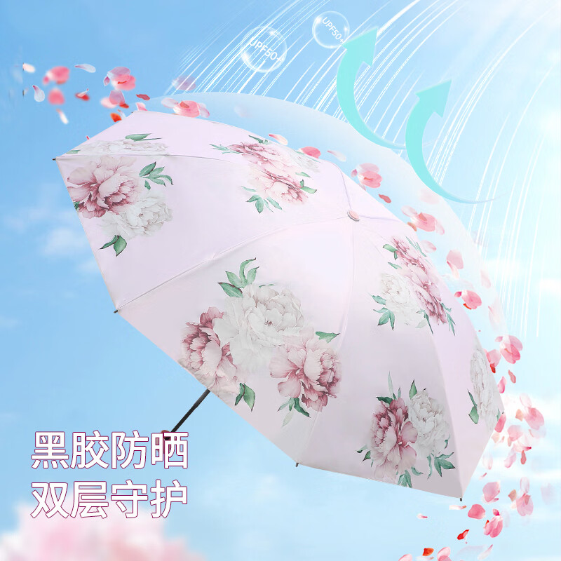 天堂伞38066E三折双层晴雨伞高清大图