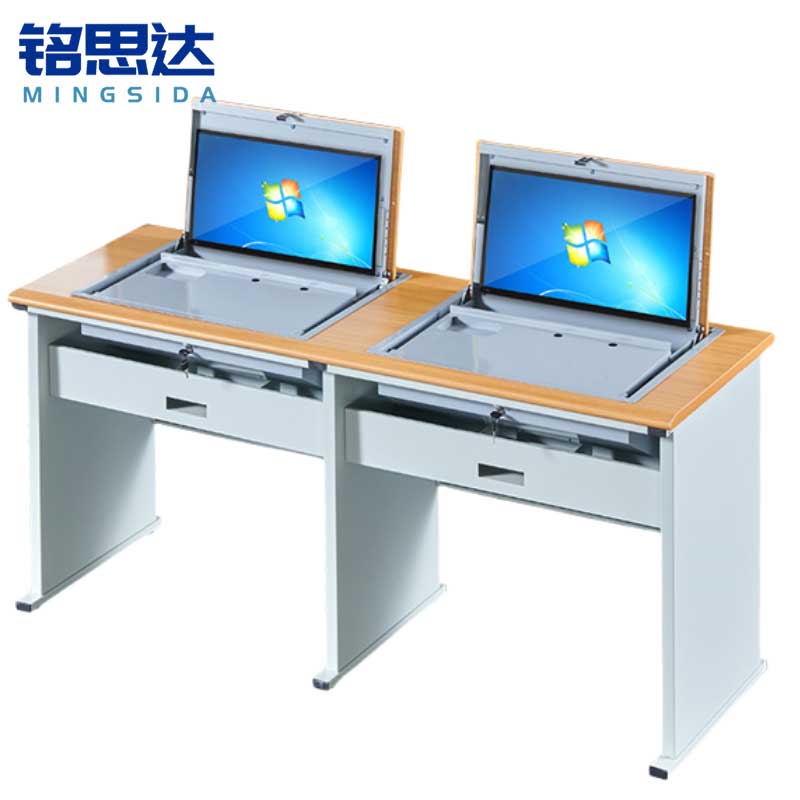 铭思达翻转电脑桌双人位张高清大图