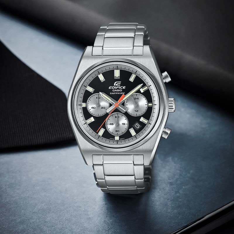 卡西欧旗舰店手表男正品Edifice限量商务简约三针蓝宝石镜面钢带防水男士电子日韩石英表 男EFB-730D图片