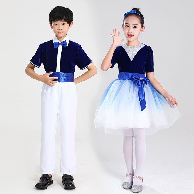 儿童合唱服新款学生合唱团服装小学生六一合唱演出服主持朗诵套装酒