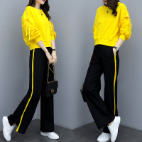 小样传奇 2019春季新款女装时尚阔腿裤两件套宽松显瘦休闲运动服卫衣套装女
