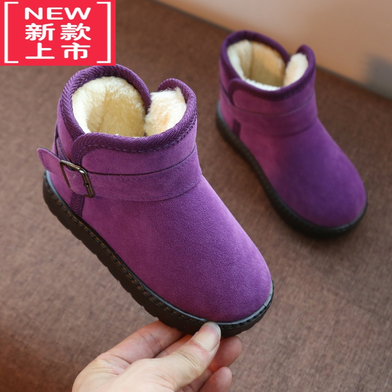 可莉允儿童棉鞋女童2022新款短靴冬季宝宝加绒男童防水冬天鞋靴子