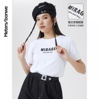 [1件5折价:49.5]美特斯邦威短袖T恤女纯棉新款夏季时尚字母印花圆领女士上衣