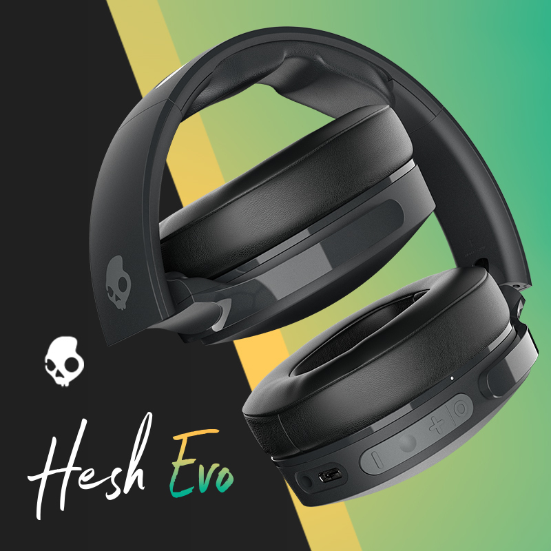 斯酷凯蒂(Skullcandy) Hesh Evo头戴式无线蓝牙耳机快充 游戏音乐华为小米苹果手机通用 纯黑色