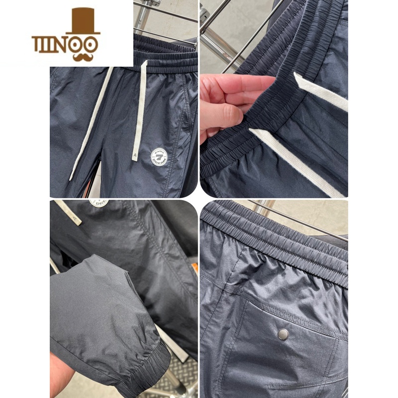 YANXU潮牌男士薄款速干裤时尚休闲裤子夏款九分束脚运动裤百搭小脚裤男高清大图