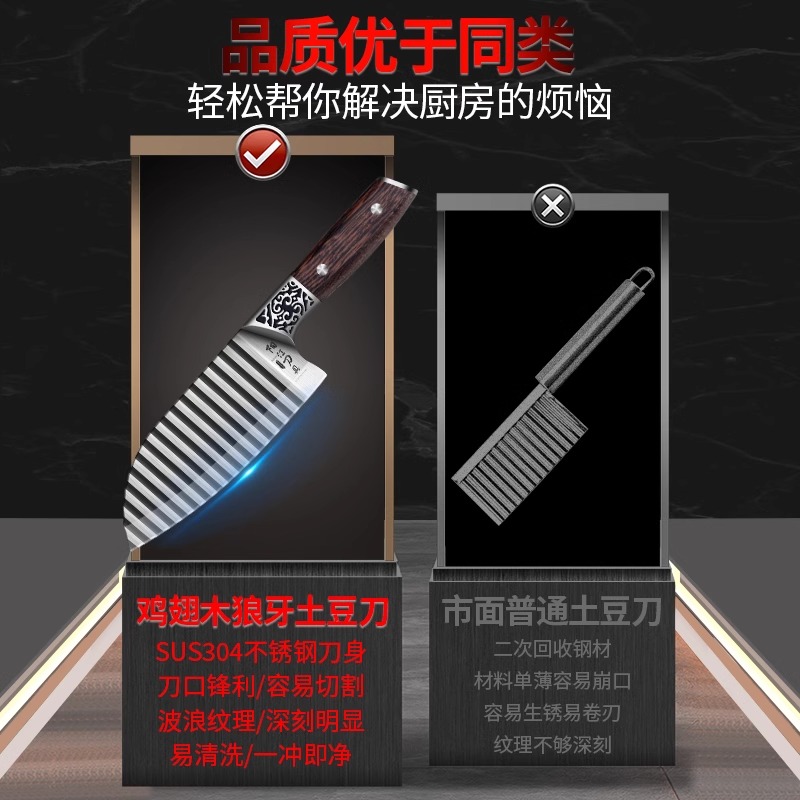 狼牙土豆刀具多功能切菜器新款304不锈钢波纹刀波浪花边刀切丝器8138R高清大图