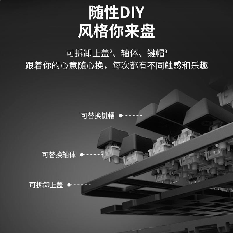 罗技K848有线机械键盘典雅黑Gasket缓震五彩背光客制化设计98键高清大图