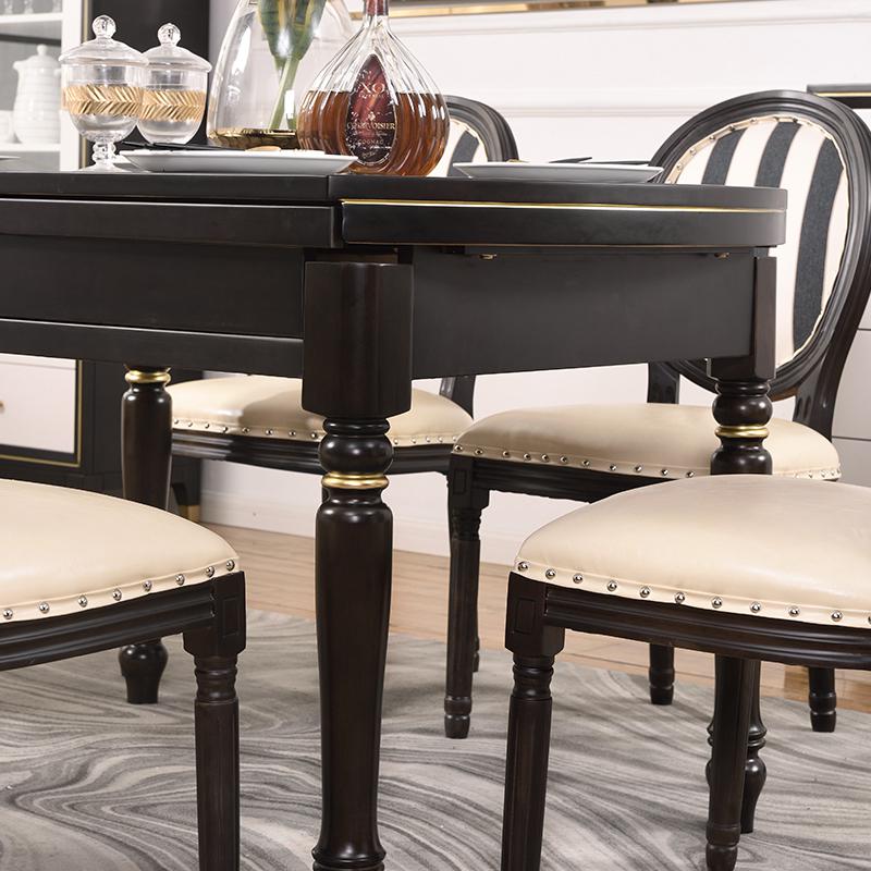 轻奢实木餐桌椅组合美式家具伸缩折叠可变圆桌餐桌家用小户型饭桌