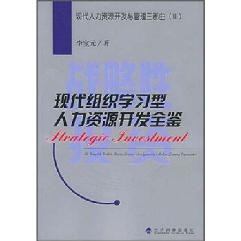 正版新书]战略性投资:现代组织学习型人力资源开发全鉴李宝元97高清大图
