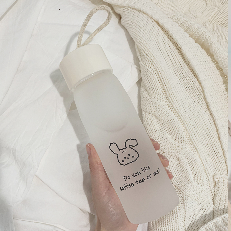 水杯女玻璃杯潮流创意简约便携清新ins风男学生磨砂个性森系杯子