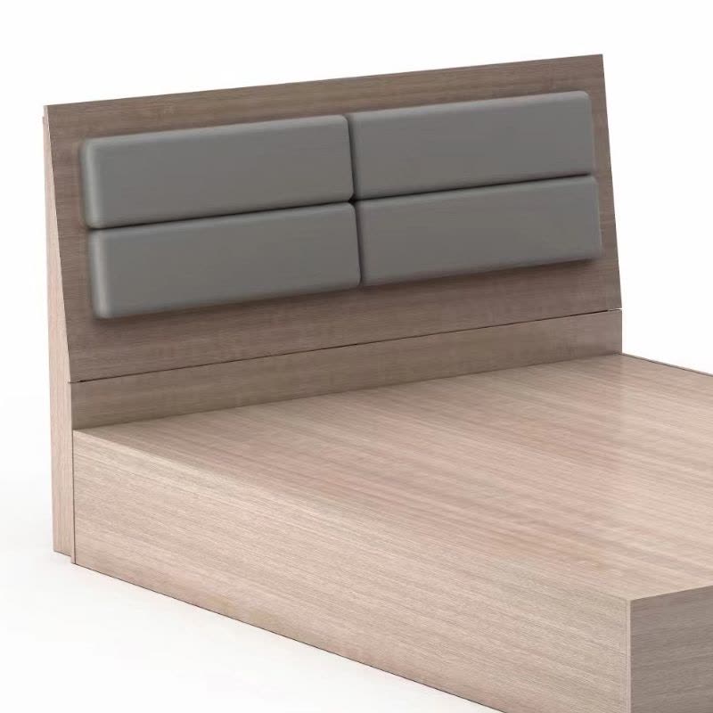 奇冠(QIGUAN)KJ系列1.5米现代简约双人床软包靠背床公寓床2000W*1500D*400Hmm肤感幻影柚木+暖白图片