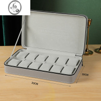 JiMi简约皮质带锁手表盒收纳盒名表收藏盒手表箱家用Watchbox 灰色12位手表枕头包
