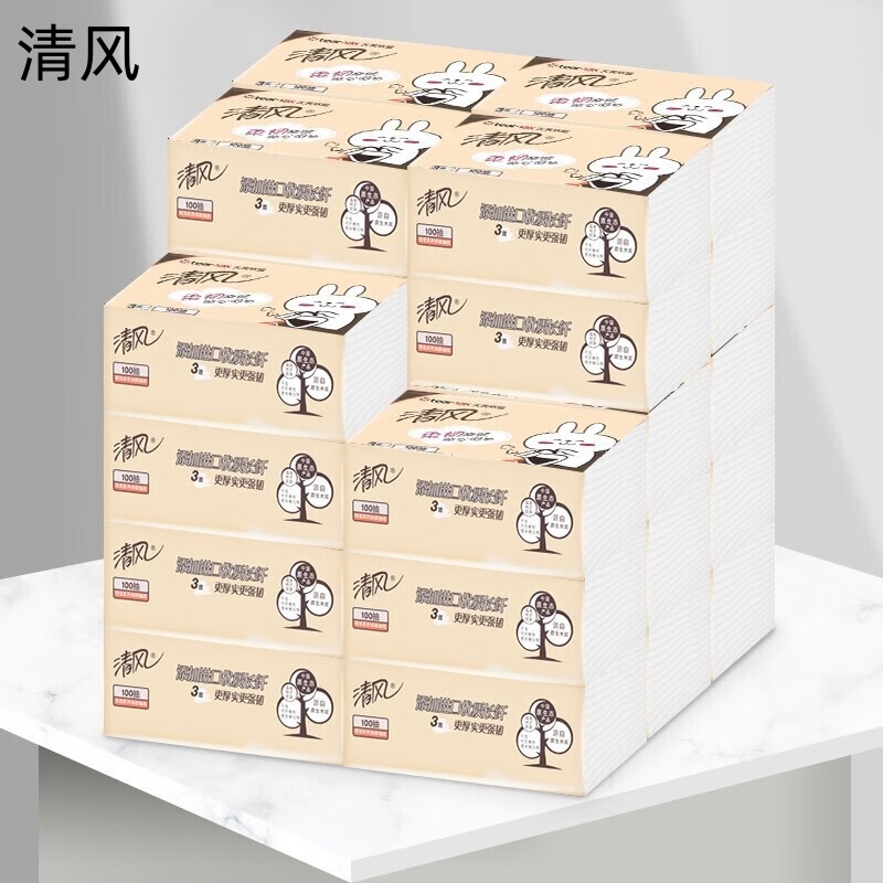 清风萌宠系列亲肤抽纸 27小包(100抽)