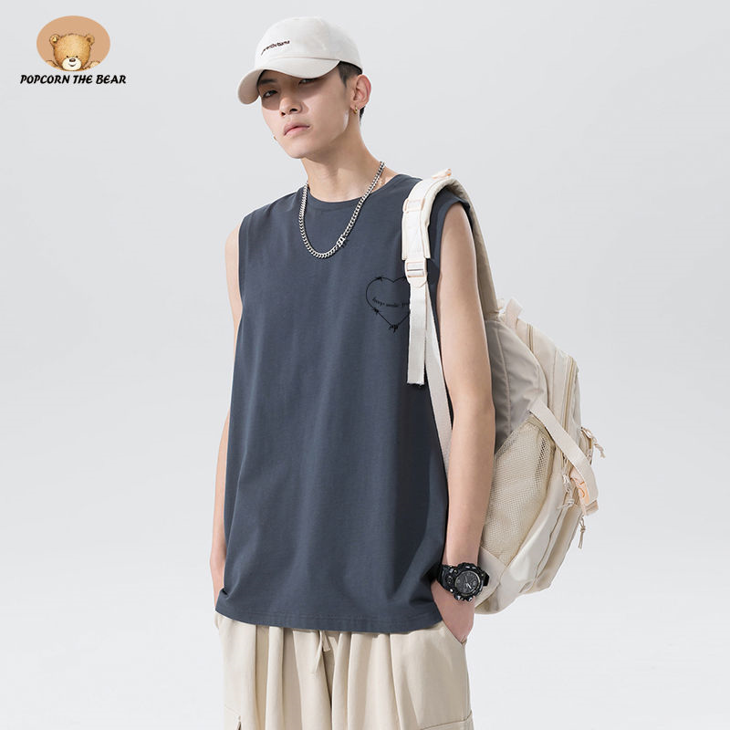 popcornthebear外穿宽松美式训练背心男vintage复古宽松坎肩夏参数