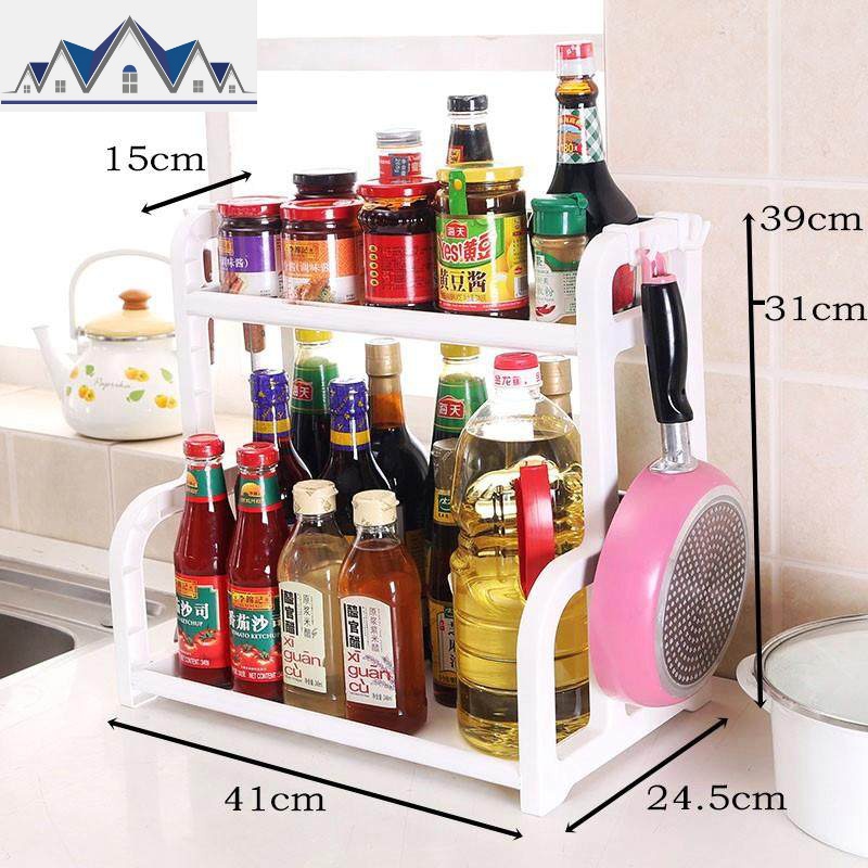 简单收纳架厨房用品免打孔置物架家用放调料味作料瓶省空间落地_1_578 升级款白色