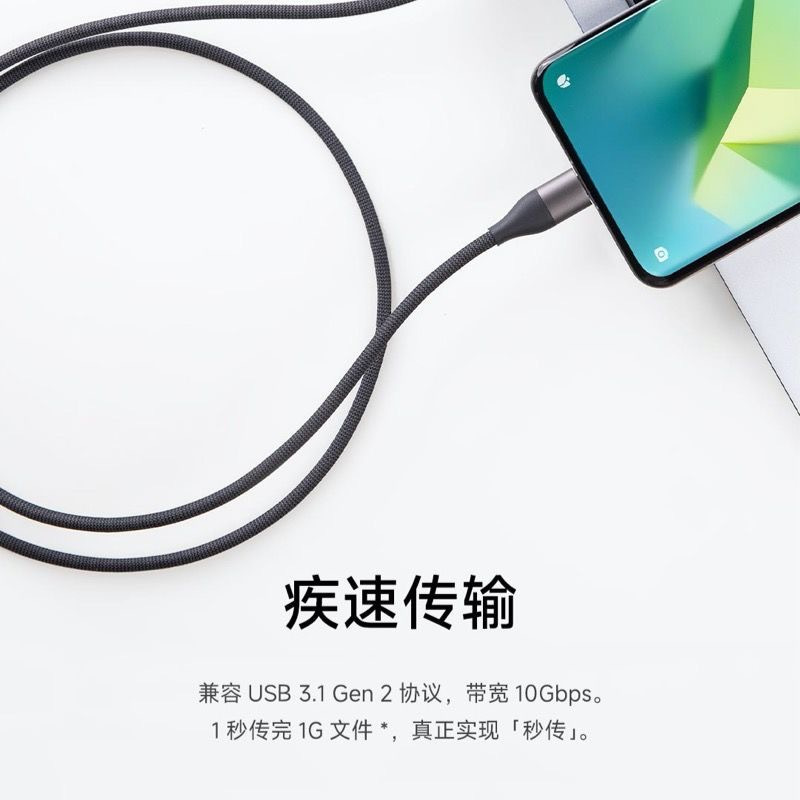 小米6A双Type-C高速编织数据线 /编织数据线小米SU7汽车车载数据线汽车配件高速车充快充 迷雾紫