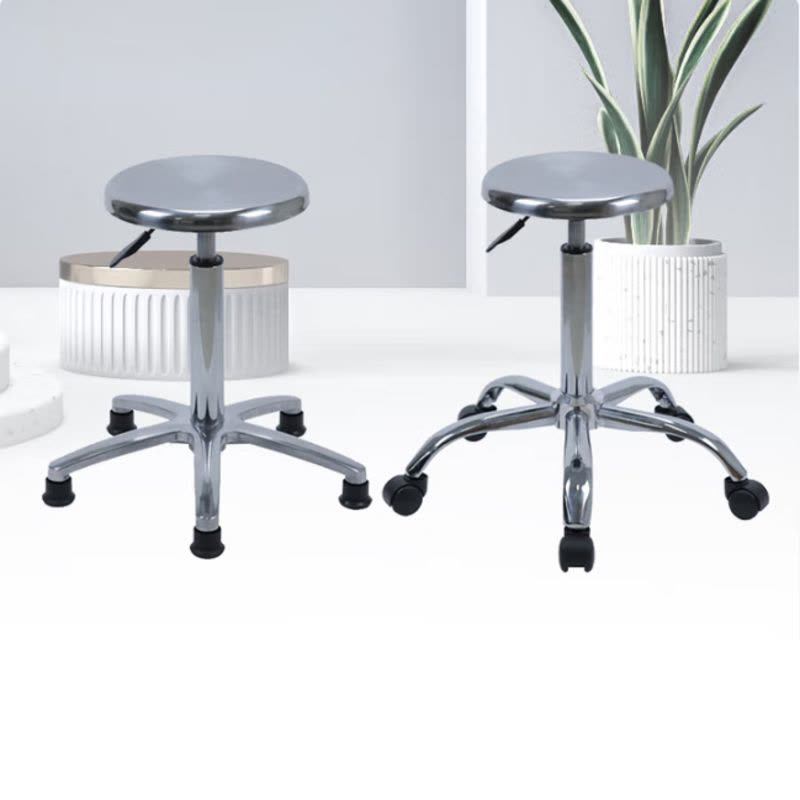 不锈钢凳子升降圆凳手术室用吧台旋转椅子可滑带304吧椅实验室凳 磨砂面圈脚 高度42-56cm脚垫款图片